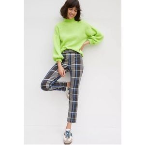 Anthropologie The Essential Slim Trousers Blue Plaid Size 2P